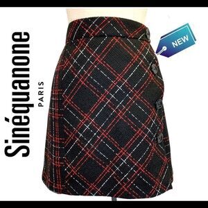Sinequanone NWT Red Black Plaid Irise Skirt Size 14